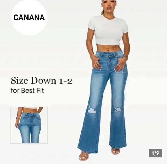 Light Wash High-Rise Distressed Flare Jeans - Women - Picture 5 of 11